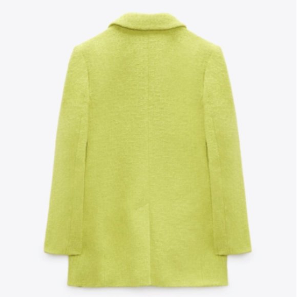 ZARA Women NEW TEXTURED WEAVE BLAZER LONG JACKET LIME GREEN 2813/469 XS S - Picture 10 of 10